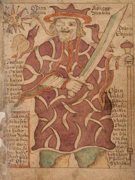 Old drawing of the god Odin