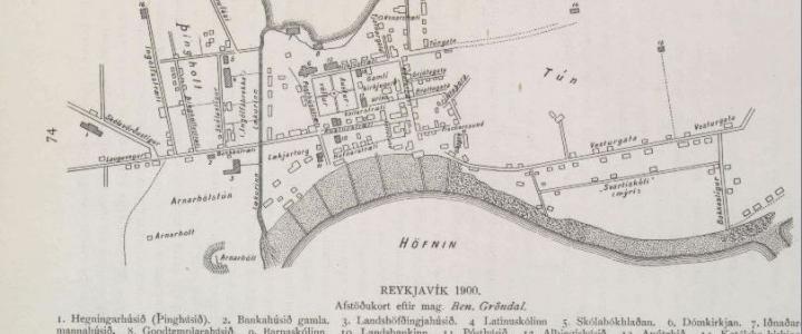 Reykjavíkurkort eftir Gröndal frá árinu 1900